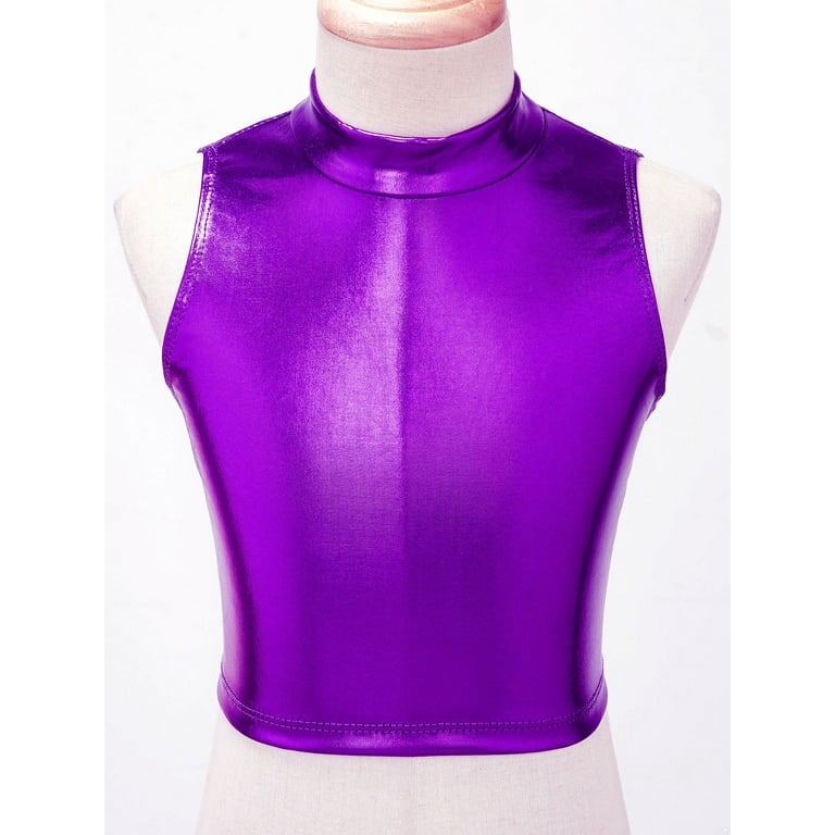 トップス Haig'doneDAMAGE TANK TOP / PURPLE YONGHS Kids Girls Metallic Sleeveless Crop Top, Ballet Dance
