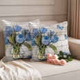 thumbnail image 2 of Blue Tulip Outdoor Waterproof Pillow Covers, Vintage Spring Floral Retro Art Butterfly Wooden Decorative Square Throw Pillowcase Sofa Cushion Sham for Patio/Couch/Chair, 20"x20" 2 Pack, 2 of 8