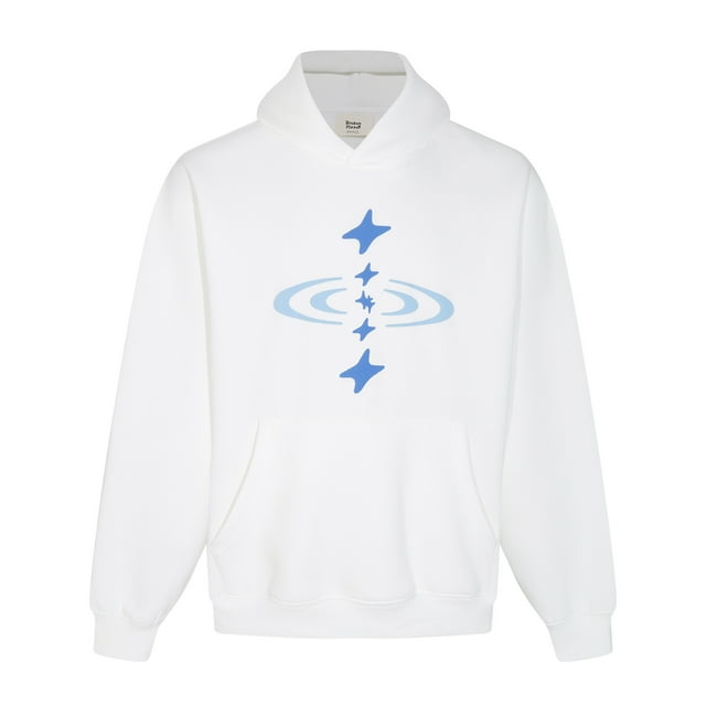 Sweat à Capuche Planète Cassé Tendance Américaine Imprimé Amusant de Rue plus Velours design Ample