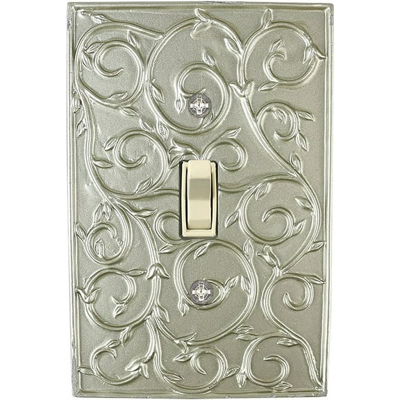 Meriville French Scroll 1 Toggle Wallplate, Single Switch Electrical Cover Plate, Pewter