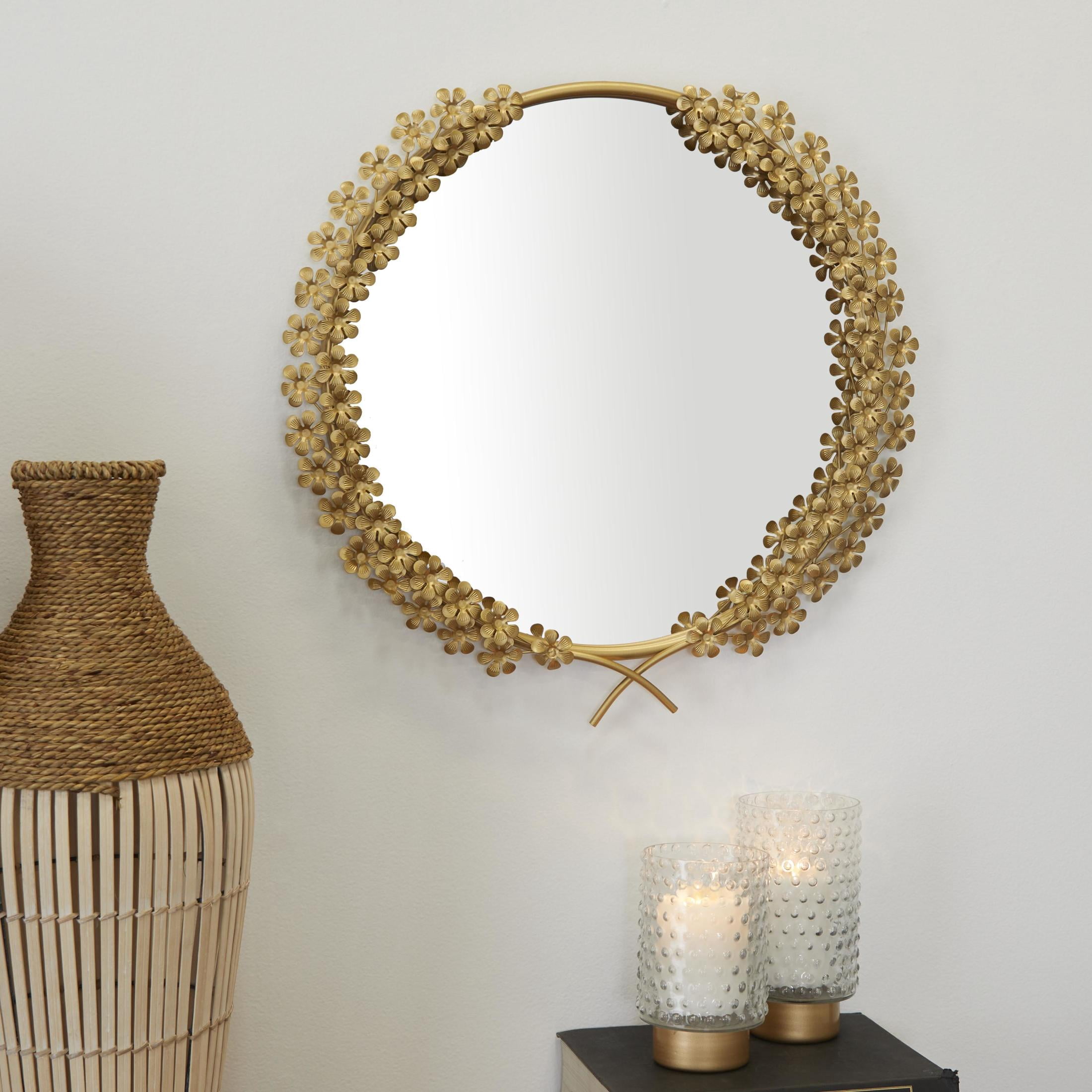 CosmoLiving by Cosmopolitan 22" x 22" Gold 3D Floral Wall Mirror