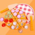 thumbnail image 3 of 27pcs Pizza Wooden Toys Food Cooking Simulation Tableware Children Kitchen Pretend Play Toy Fruit Vegetable Cutting Game, 3 of 7
