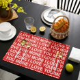 thumbnail image 4 of Valentine''s Day Placemats Set of 6, I Love You More Placemat for Dining Table Decorations, Cotton Linen Simple Words Red Place Mats, Valentines Table Mats for Kitchen Dinner Holiday Party Decor, 4 of 6