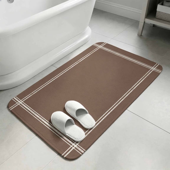 Brown Door Mat,Indoor Outdoor Welcome Doormat Minimalist Style Absorbent Linen Front Door Mats Non-Slip Entrance Rug for Kitchen Bathroom Entryway,16x24in