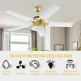 thumbnail image 5 of DWVO 52in Ceiling Fan with Light and Remote, 6-Speed 3 Blades, Memory Function - White, 5 of 8
