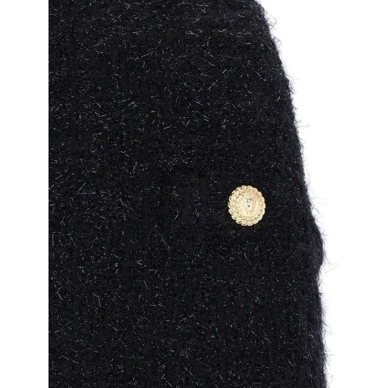 Balmain Female Maze Monogram Tweed Skirt Black Sizes FR 32