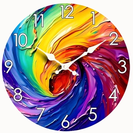 2D Flat Wooden Wall Clock,Modern Fashion Wall Clock, Silent Quartz Color Clock, Suitable for Home Decoration - AA Battery Not Included