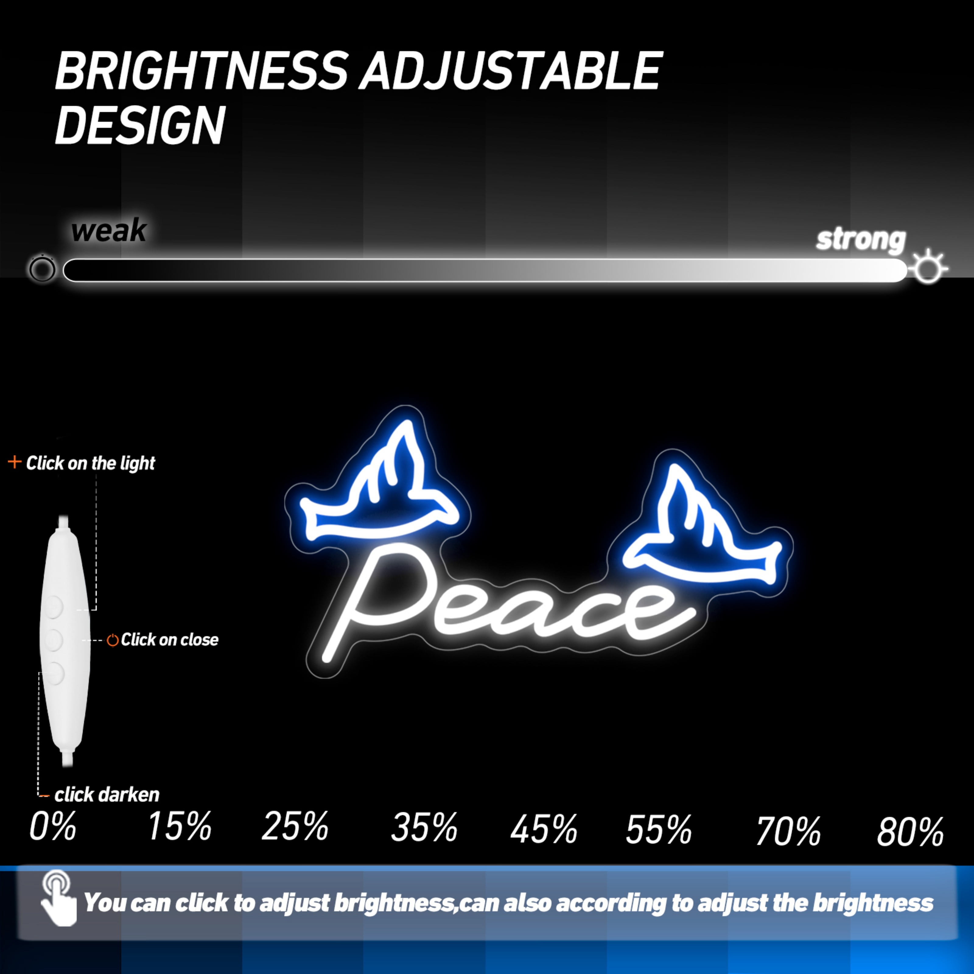 UPONRAY Single Line Custom Neon Signs with Dove, Usb Powered with Adjustable Brightness Wall Decor for Gifts, Warm White, 14 inch