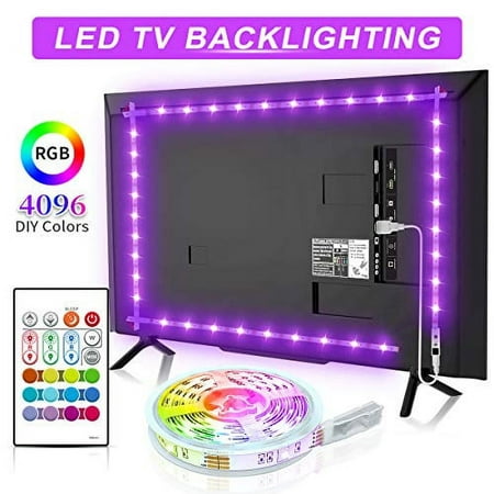 LED TV Backlight, Bason 6.56ft USB LED Strip Lights for 32-58 inch TV/Monitor Backlight, SMD 5050 LED TV Lights with Remote,4096 DIY Colors Changing for Home Theater.