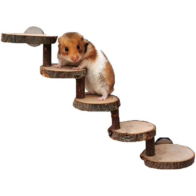 Juguetes para masticar hámster, juguete de madera, escalera para hámster, juguete para escalar para hámster, ratones, jerbos, ardillas, cobayas, loros y otros animales pequeños JM
