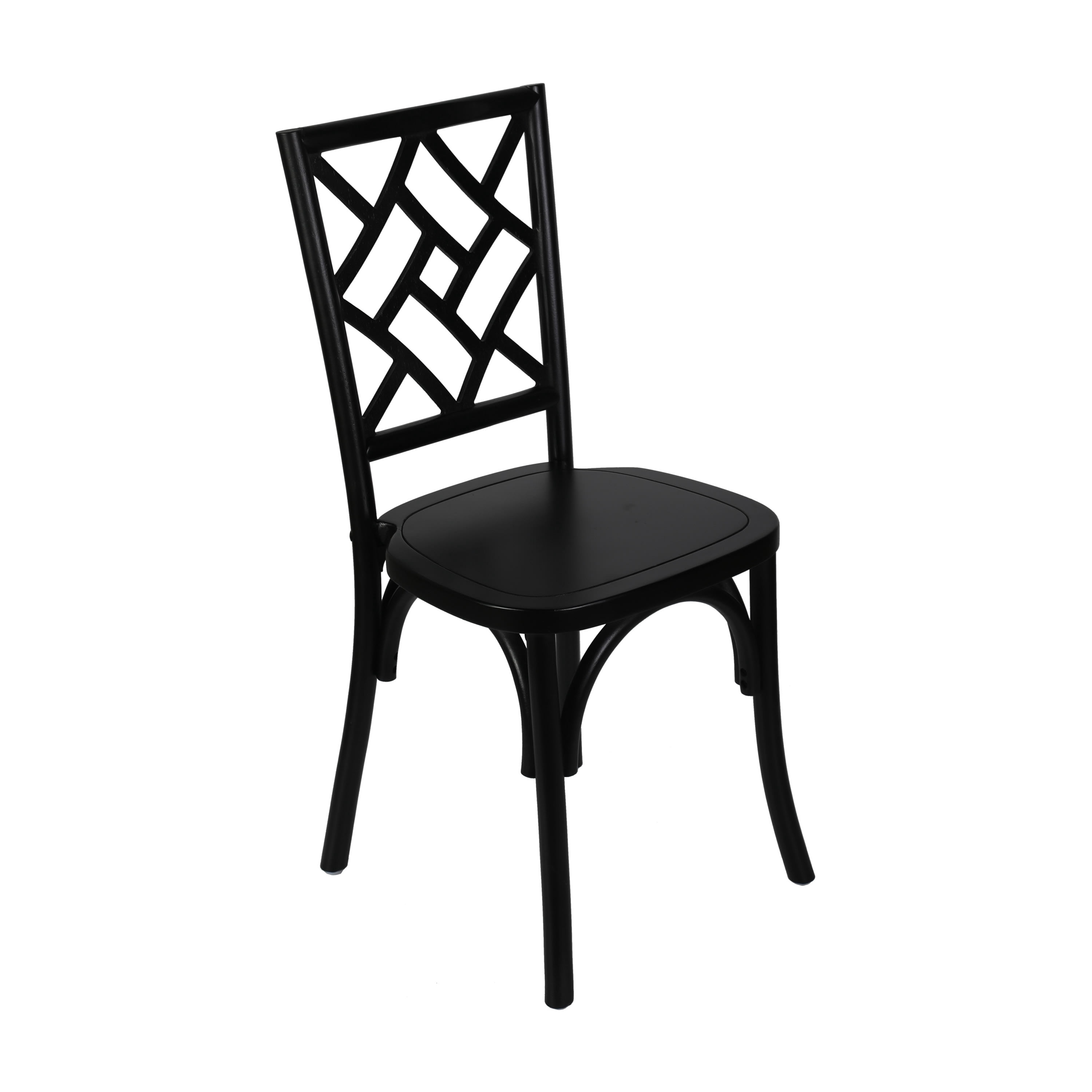 Merrick Lane Solid Wood Dining Chair with Stackable Design, Ornate Seat Back Accenting, and Elegant Finish in Black