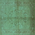 thumbnail image 1 of Ahgly Company Indoor Square Oriental Turquoise Blue Industrial Area Rugs, 8' Square, 1 of 4