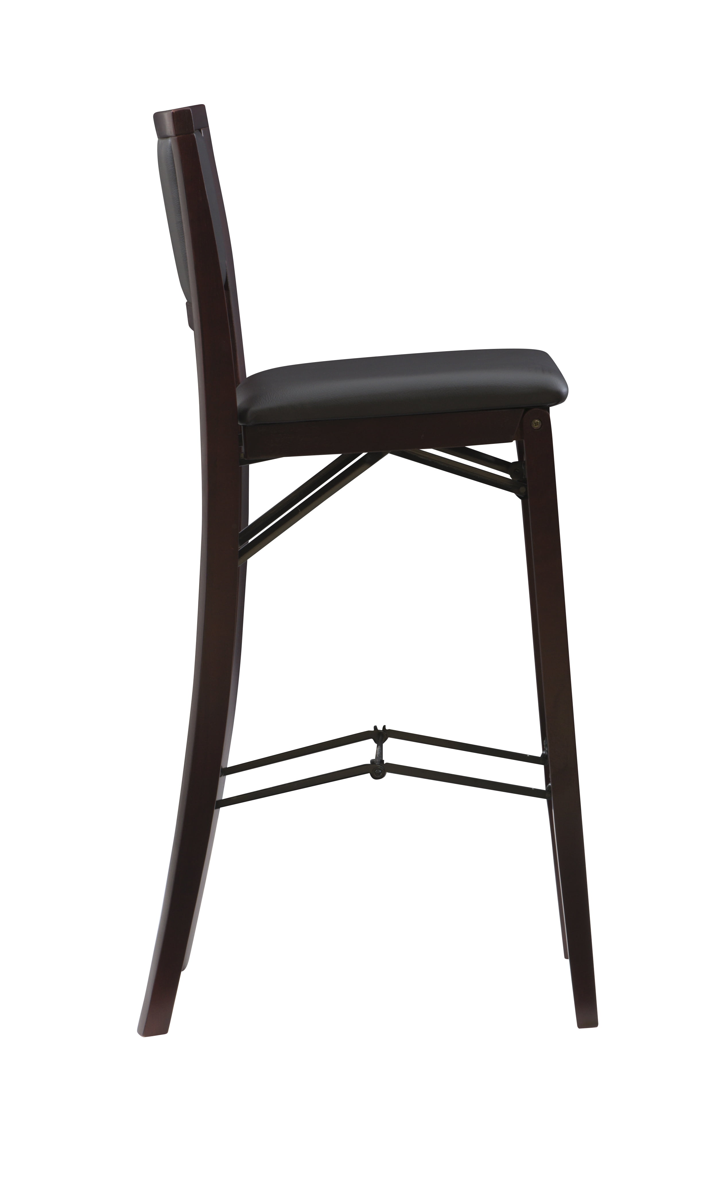 Linon Triena 24" Mid Back Indoor Upholstered Folding Bar Stool, Merlot/Dark Brown Faux Leather