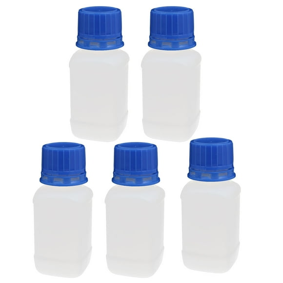 Unique Bargains 100ml Plastic Screw Cap Narrow Mouth Square Reagent Storage Bottle White 5pcs