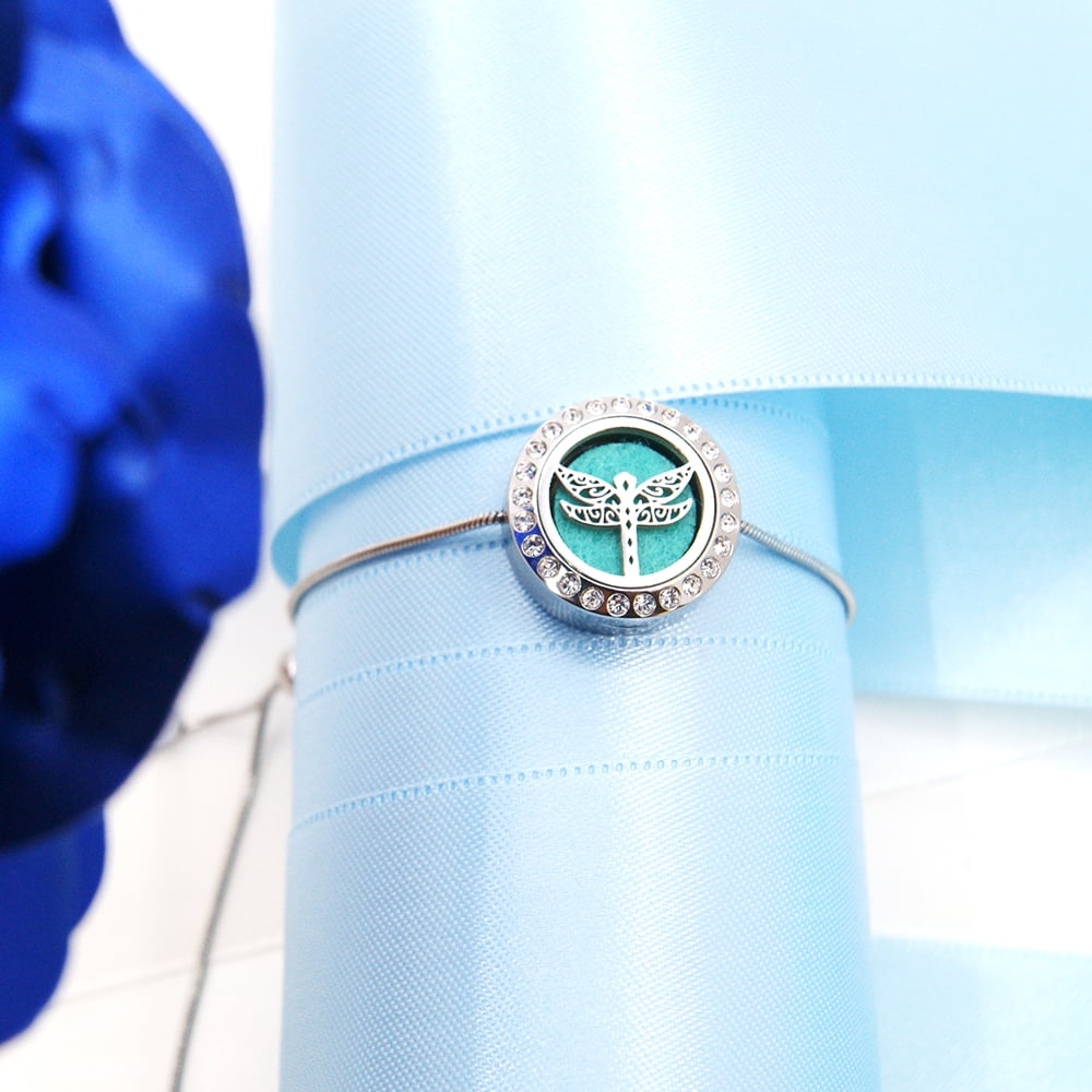Anavia Dragonfly Slider Aromatherapy Jewelry Essential Oil Bracelet with Gift Box