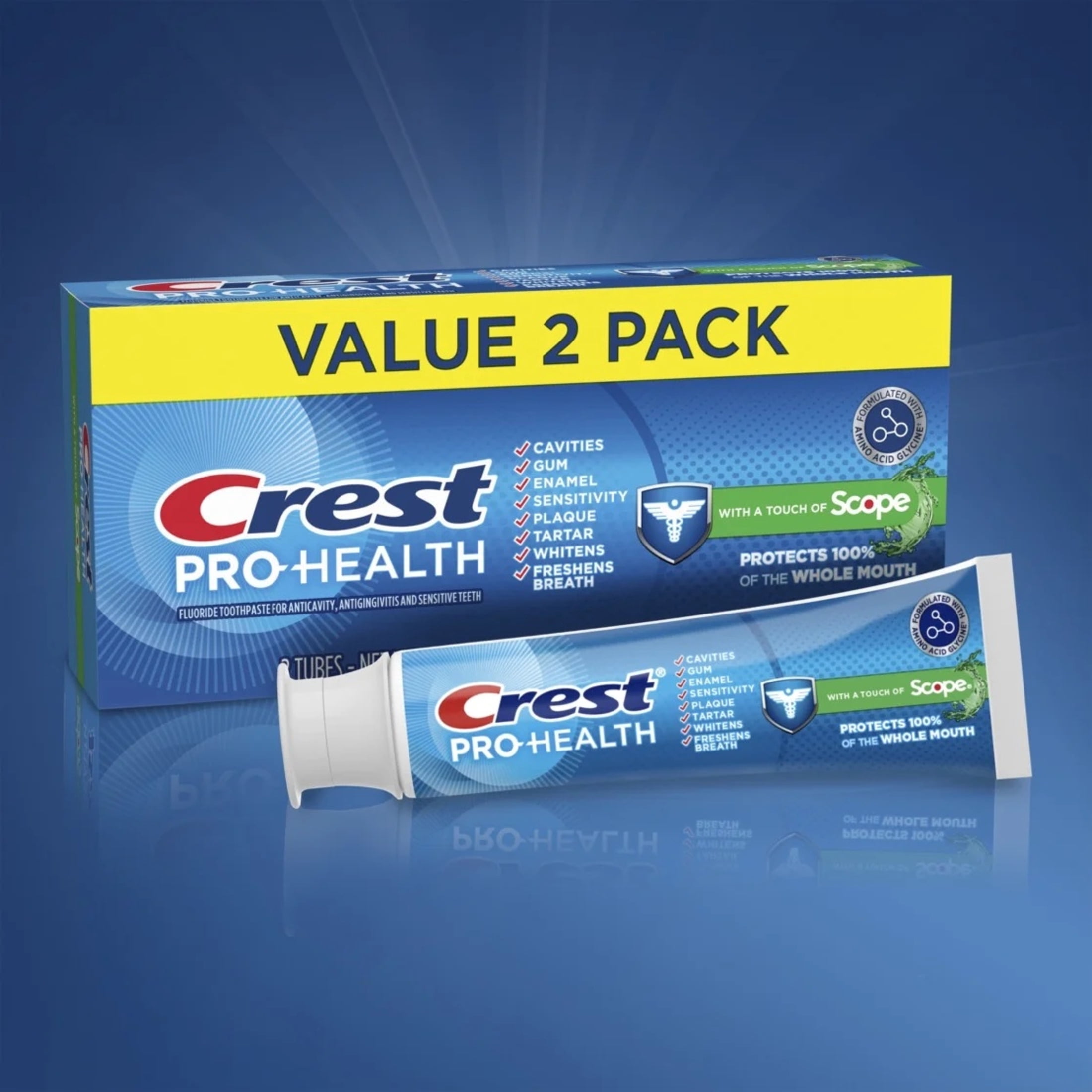 Crest Toothpaste, Pro-Health Toothpaste Plus Scope 4.3oz Twin