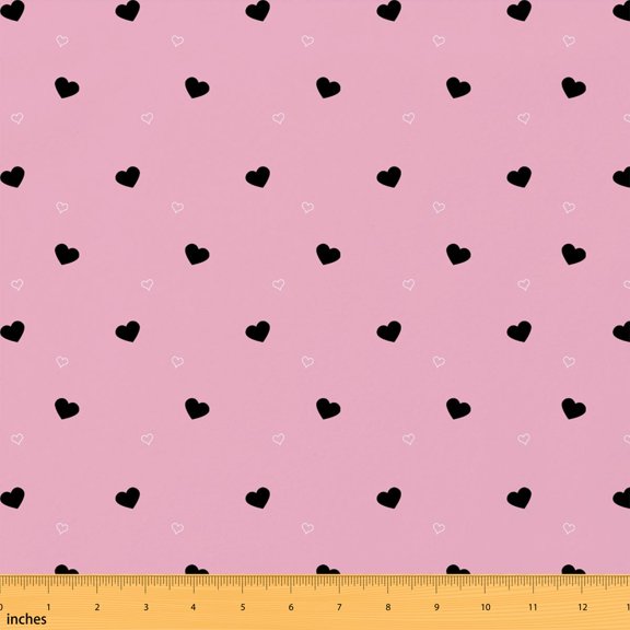 Erosebridal Black Heart Fabric by the Yard 1 Yard, Pink Hollow Love Pattern Home Decor Fabric by the Yard