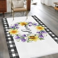 thumbnail image 2 of Welcome Area Rugs 3x5 ft Vintage Purple Yellow Floral Wreath Black Plaid Border Washable Rug Non Slip Indoor Carpet Absorbent Floor Mat for Living Room Bedroom Dining Room, 2 of 9
