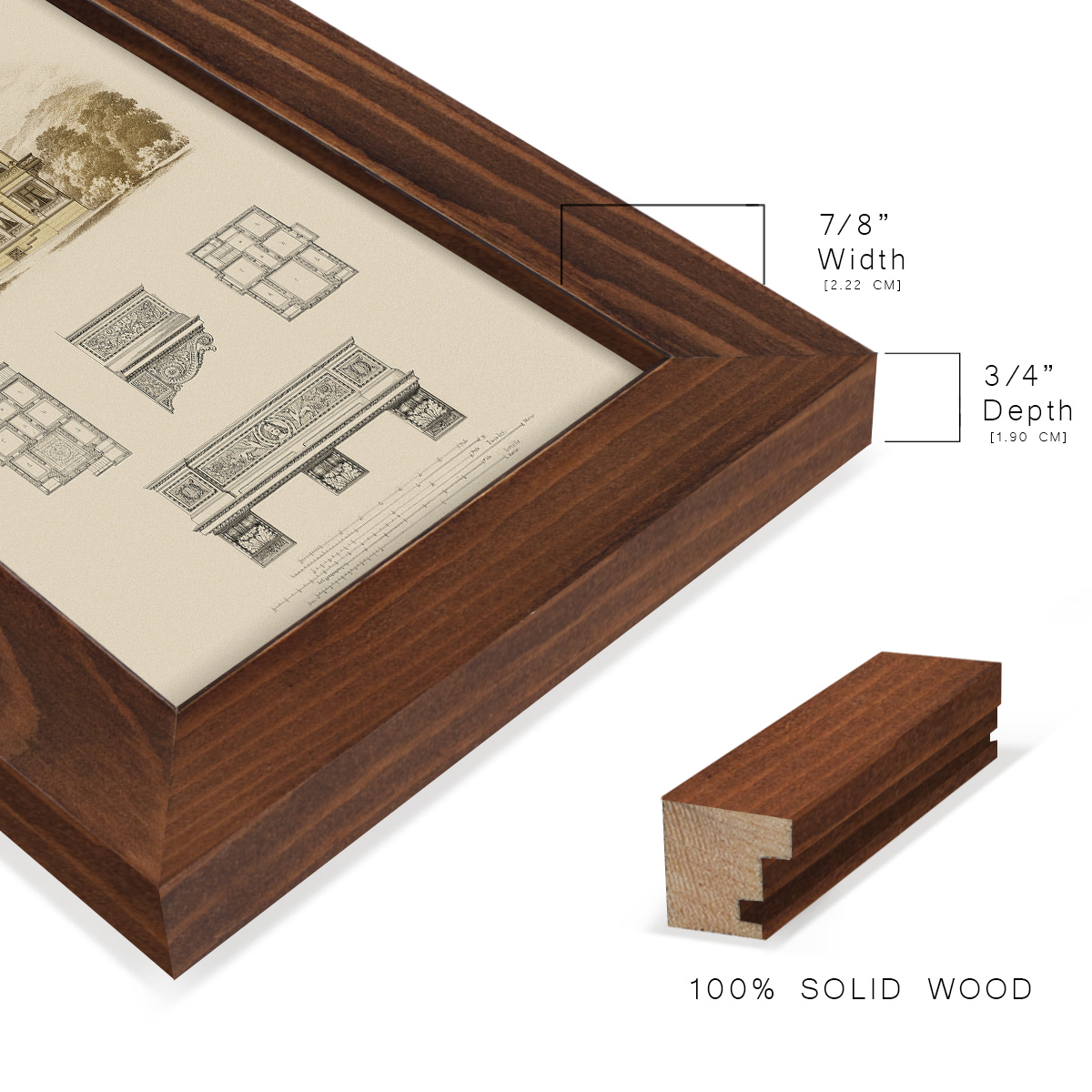 Estate and Plan I -Framed Print w/glass-Chestnut