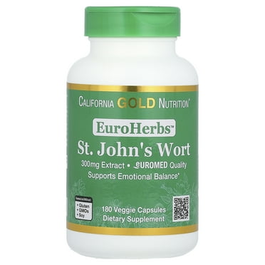 California Gold Nutrition EuroHerbs, St. John's Wort Extract, Euromed Quality, 300 mg, 180 Veggie Capsules
