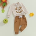 thumbnail image 2 of Toddler Baby Girl Boy Halloween Outfit Pumpkin Crewneck Sweatshirt Long Sleeve Shirts Top and Pants Set Fall Winter Clothes, 2 of 8