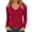 Wine, variant on Utoimkio Women's V Neck Long Sleeve Undershirts Slim Fitted Stretchy Casual Basic Tee for Daily Wear Size XS-XL