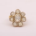 thumbnail image 4 of 2.00 CTW Natural Diamond Polki Flower Ethnic Women Valentines Day Gifts Ring 925 Sterling Silver 14K Gold Plated, 4 of 5