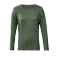thumbnail image 4 of miqiqism Great discounts！Shirts for Women Tunic Pullover Tops Casual Long Sleeve Crewneck Loose Blouse Knitwear Fall Winter,X#03_Army Green,X-Large, 4 of 5