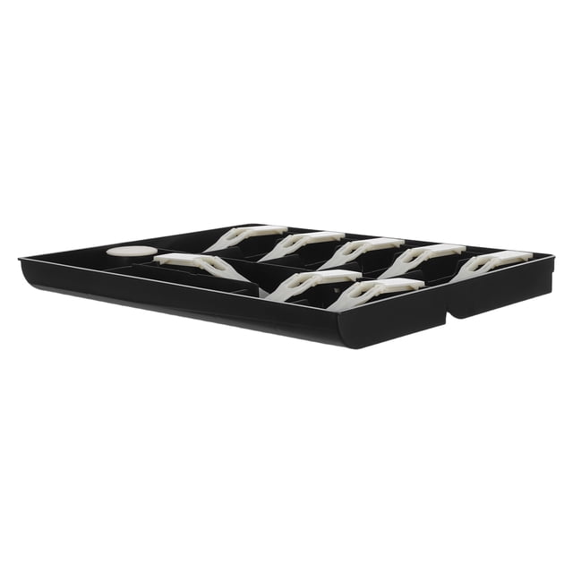 Luxshiny Cash Register Drawer Insert Tray with 9 Compartments Coin Holder Money Organizer for Store Use Black Plastic
