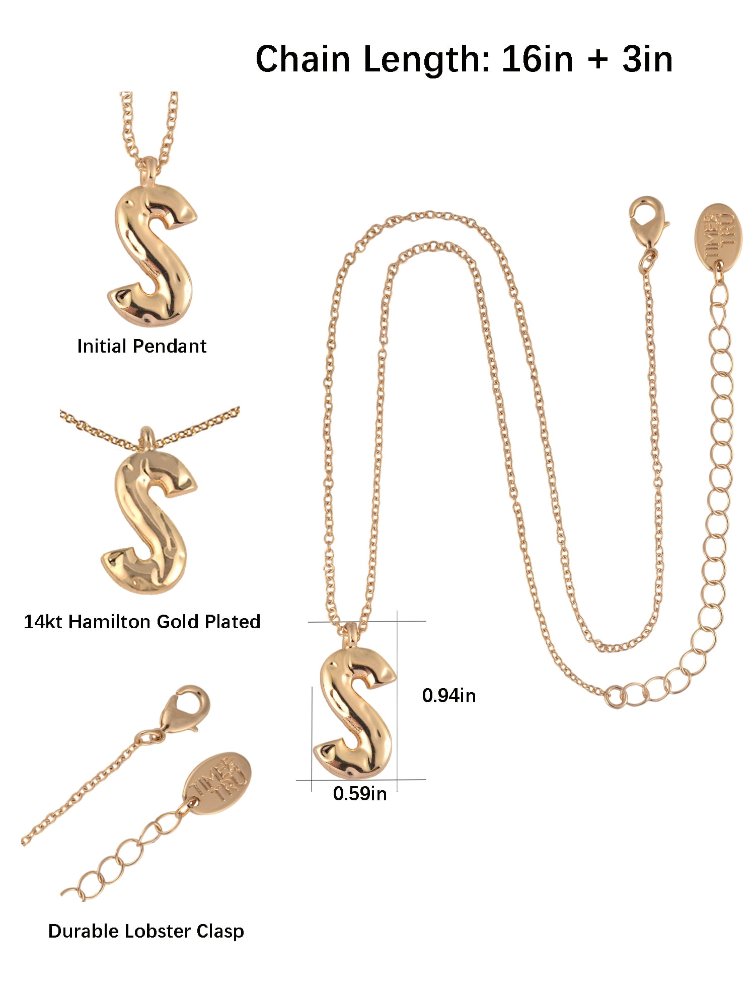 Time and Tru Goldtone Hammered Initial "S" Pendant Necklace