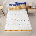 thumbnail image 4 of Homewish Waffle American Flag Zipper Twin Comforter Sets with Fitted Sheet and 2 Pillowcases For Kids,Navy Ice Cream Drip Zipper Bedding Set,Colorful Polka Dots Reversible,4 Pieces, 4 of 7