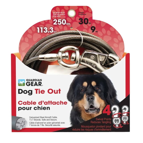 Boss Pet Super Beast XXL Dog Twin-Swivel Vinyl Coated Tie-Outs 30ft Up 250lbs