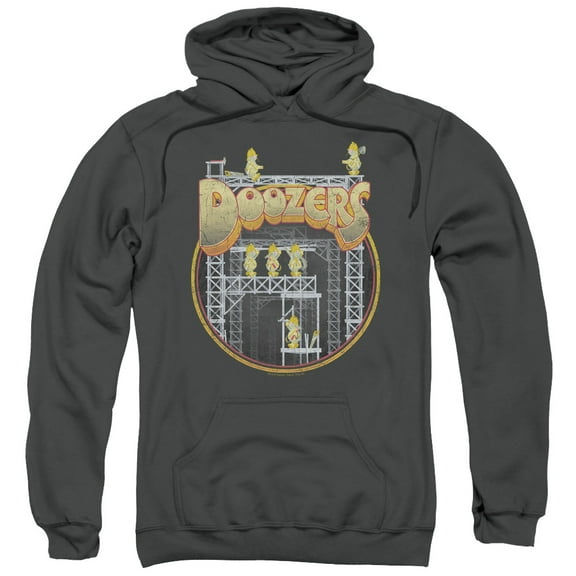 Fraggle Rock Doozers Construction Adult Pullover Hoodie Sweatshirt Charcoal