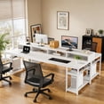 thumbnail image 4 of 78.74 Inch Two Person Desk With Monitor Stand & Storage Shelves Double Computer Desk Large Gaming Study Writing Table Workstation For Home Office Furniture (White), 4 of 8