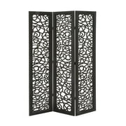 New Traditional WOOD THREE PANEL SCREEN -BLACK