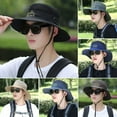 thumbnail image 6 of Foldable Embroidery Wide Brim Fishing Cap Panama Hat Sun Cap Bucket Hat BEIGE, 6 of 8