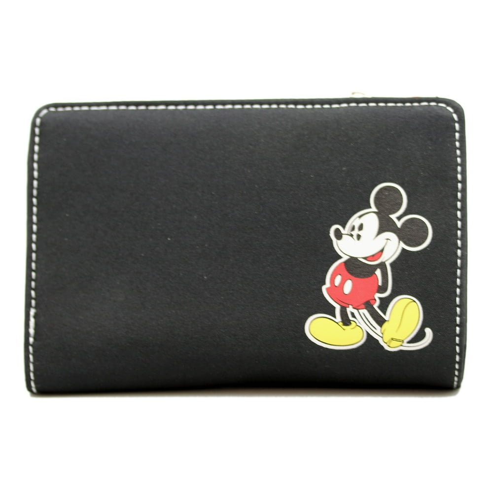 Wallet - Mickey Mouse Bi-fold Black Microfiber and Red Leather Wallet ...