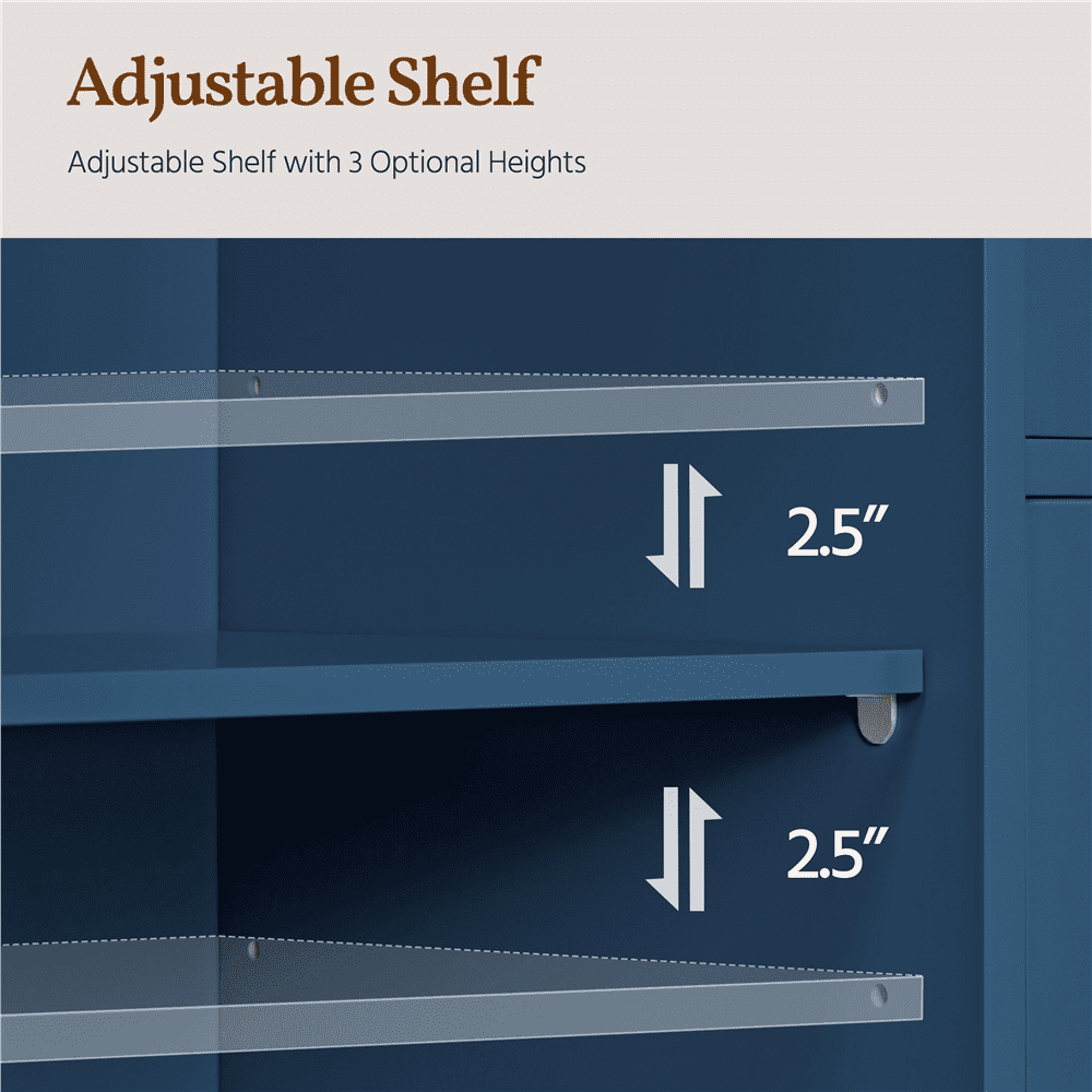 Alden Design Wood Bathroom Storage Cabinet with Open Shelving, Navy Blue, 22"L*12"W*34"H