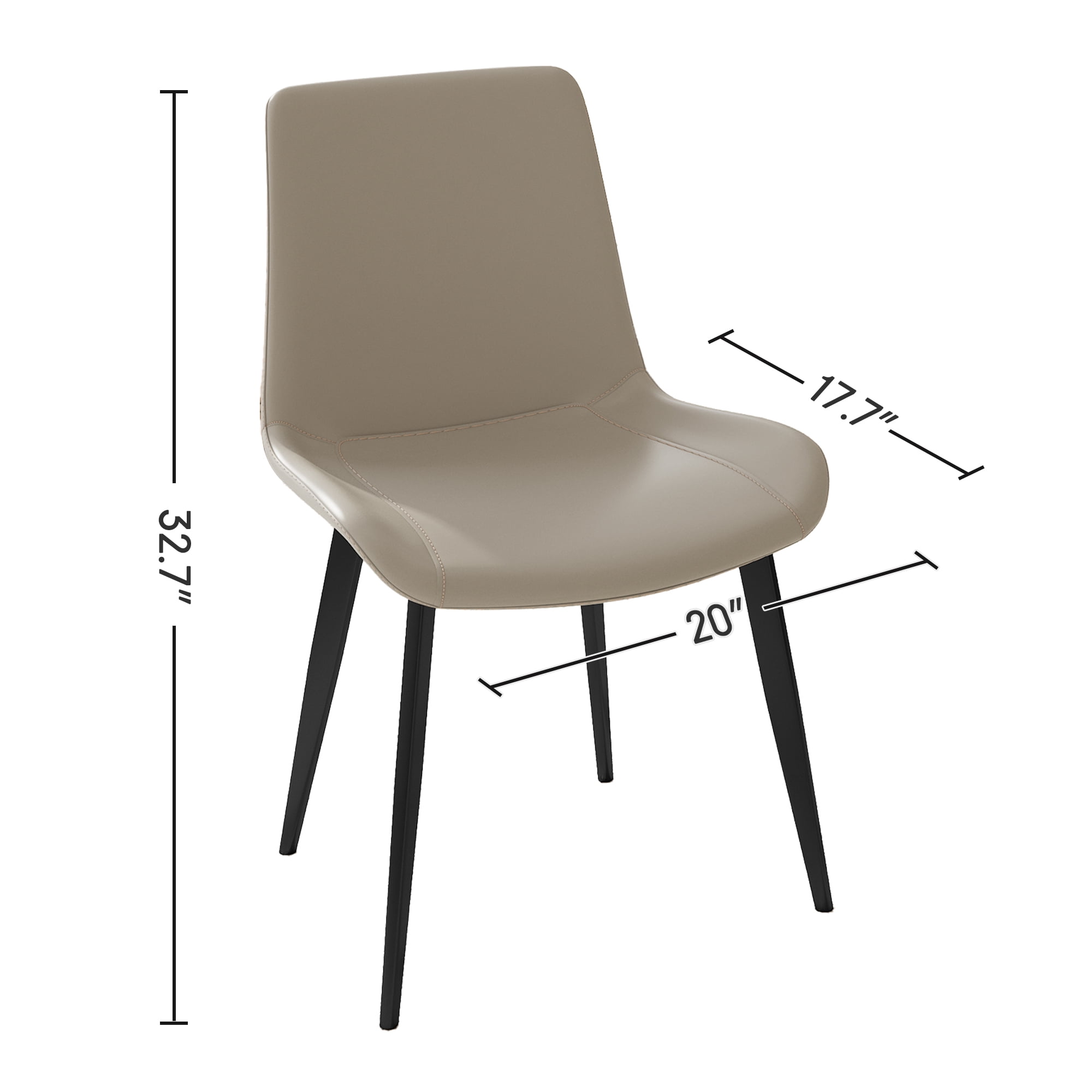 Aukfa Set of 2 Faux Leather Dining Chairs with Metal Legs, Modern Upholstered Kitchen Side Chairs for Home Kitchen,Cream