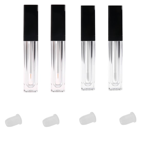 2 Unids Tubo Vacío Aplicador de Brillo de + 2 Unids Botella de Plástico para Delineador de Ojos + 4pcs Tapones shamjiam Tubo de bálsamo de brillo de labios vacío