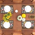 thumbnail image 5 of Linen Happy Fall Placemats Set of 4 Autumn Table Mats Black White Plaid Thanksgiving Harvest Truck Home Kitchen Table Decorations and Supplies-12×18'''', 5 of 5