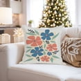 thumbnail image 4 of Ethan Taylor Floral Throw Pillow Soft Cushion Cover 'Red and Blue Flowers' Modern Pattern Decorative Square Accent Pillow Case, 20x20 Inches, Blue, Red, 4 of 5
