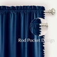 thumbnail image 2 of NICETOWN Pom Pom Velvet Curtains for Bedroom, Thermal Insulated Rod Pocket Room Darkening Curtains for Boys Room, Navy Blue, 52"x84", Set of 2, 2 of 8
