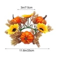 thumbnail image 4 of 9.8in Fall Candle Ring Wreath, Artificial Pumpkin Sunflower Maple Leaf Candle Holder Garland, Halloween Decor,Faux Autumn Harvest Candle Ring, Indoor Tabletop Thanksgiving Farmhouse Centerpiece Decor, 4 of 7