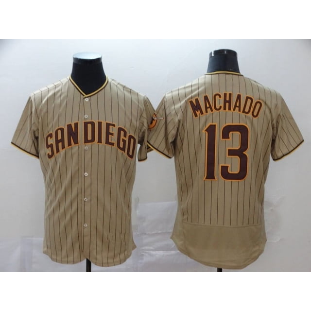 Nueva Camiseta De Béisbol Cardigan Padres Baseball #13 Machado Summer Sportswear Khaki-L(44)