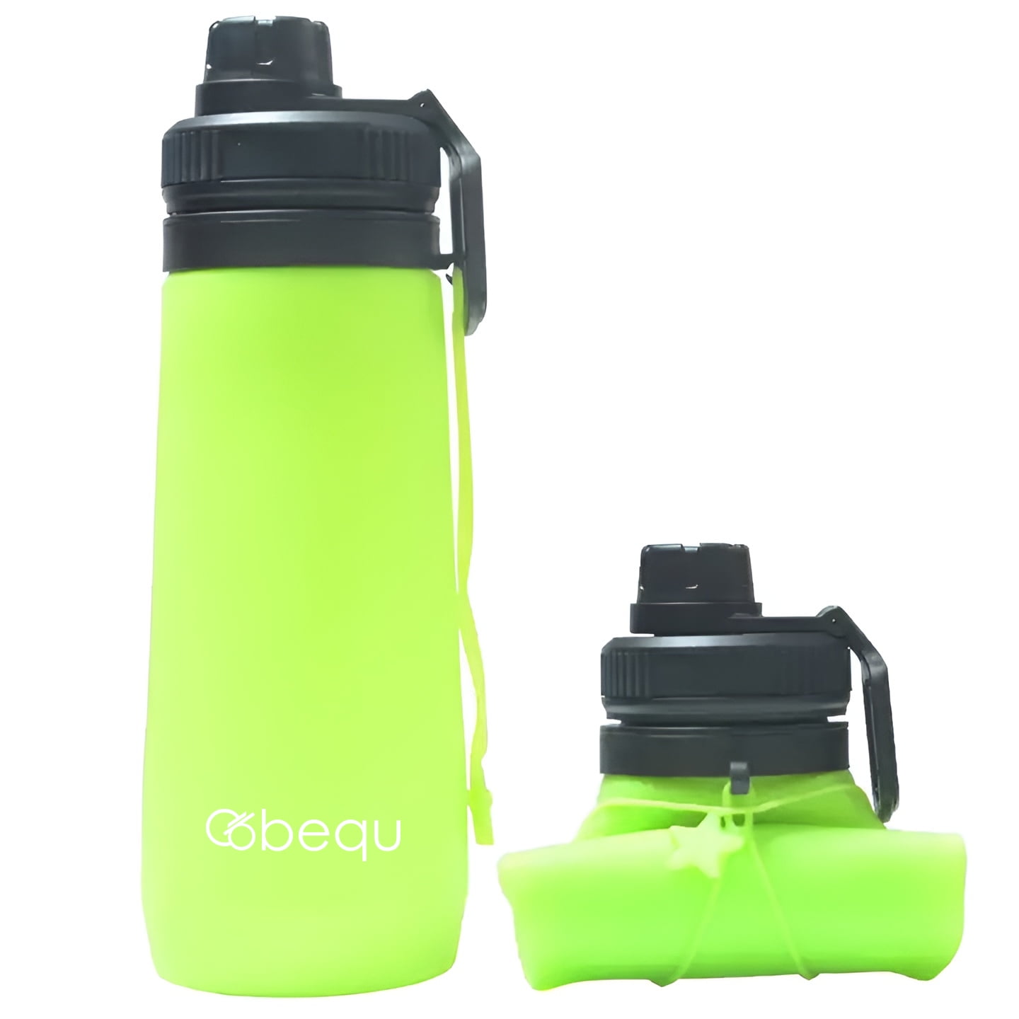 BEQU 750ml/25 Fl Oz Foldable Silicone Water Bottle, Reusable, BPA Free, Dishwasher-Safe, Sports bottle for Travel Gym Camping Hiking, Portable, Leak Proof (3PK MC2)