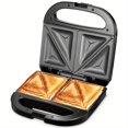 thumbnail image 3 of Sandwich Maker And Panini Press, Non-Stick Coating for Easy Cleaning, Quick Heat-Up, Built-in Indicator Lights, Easy to Clean, Black, 3 of 7