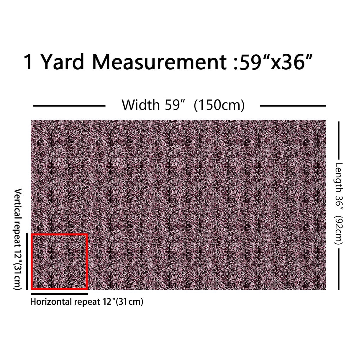 Manfei Leopard Print Fabric by the Yard (3 Yards), Wildlife Pattern Decorative Fabric by the Yard, Pink Black DIY Fabric