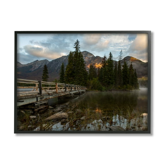 Stupell Industries Forest Bridge Photography Landscape Photography Black Framed Art Print Wall Art, 14 x 11