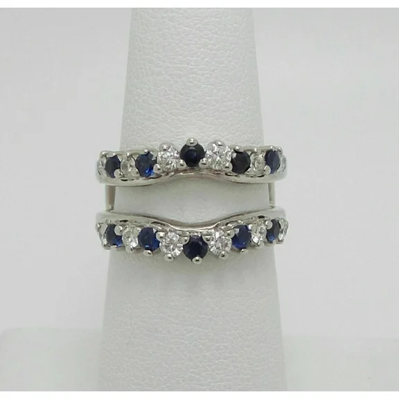 1.30CT Round Cut Lab Created Sapphire Enhancer Guard Wrap Insert Ring in 14K White Gold Plated